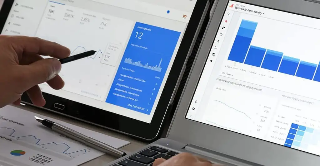 Ecrans d'analyse de Google analytics