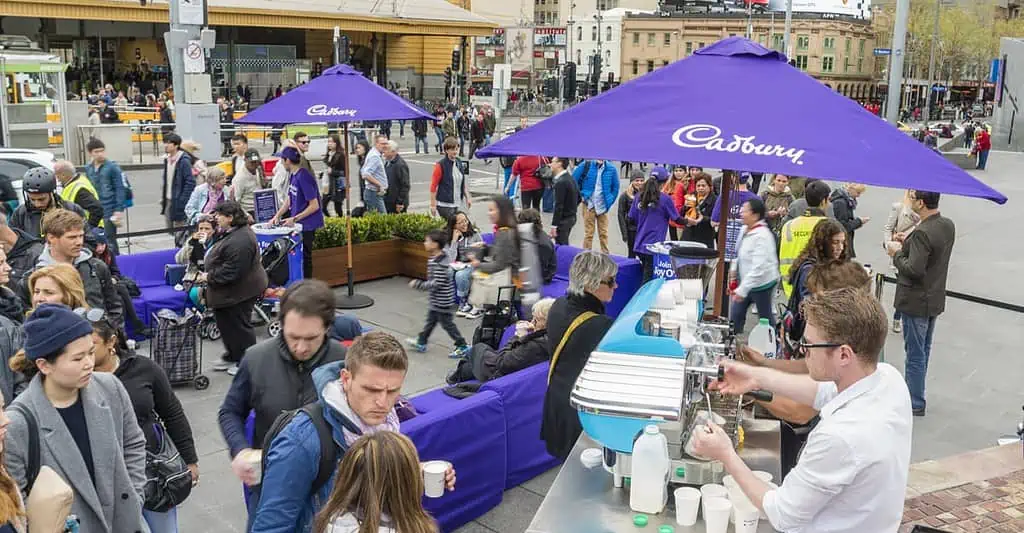 Evènement de promotion de marque Cadbury à Melbourne (Australie)