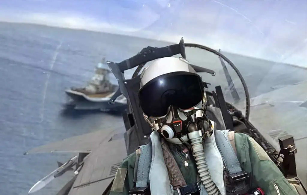 Pilote de chasse dans un cockpit